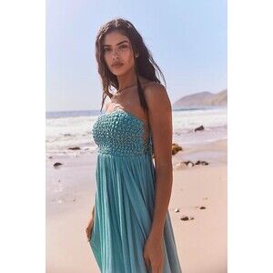 Free People Free-est Turning Up The Temperature Maxi Dress Smocked S New  284982